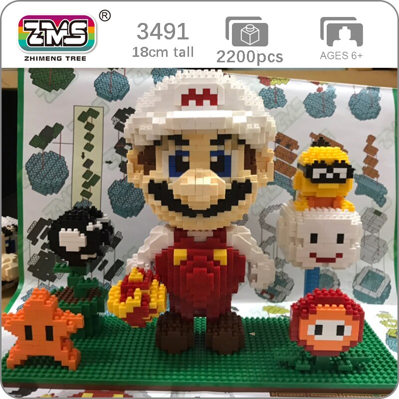 ZMS 3491 Super Mario White Fire Mario and Flower Star