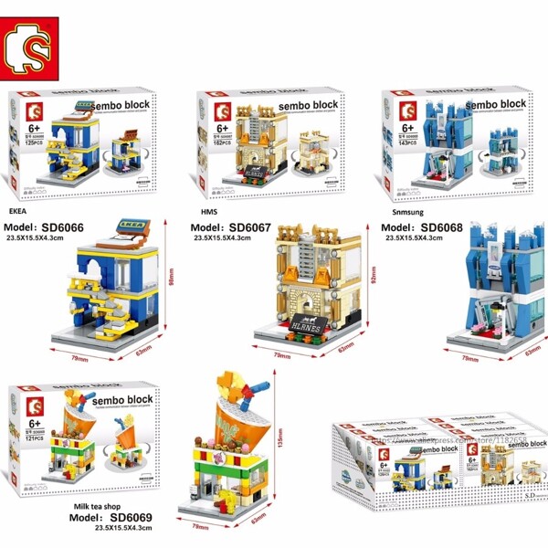 SEMBO SD6088-SD6091 & SD6042-SD6045 & SD6062-6069 Mini Street Cute Small Shop