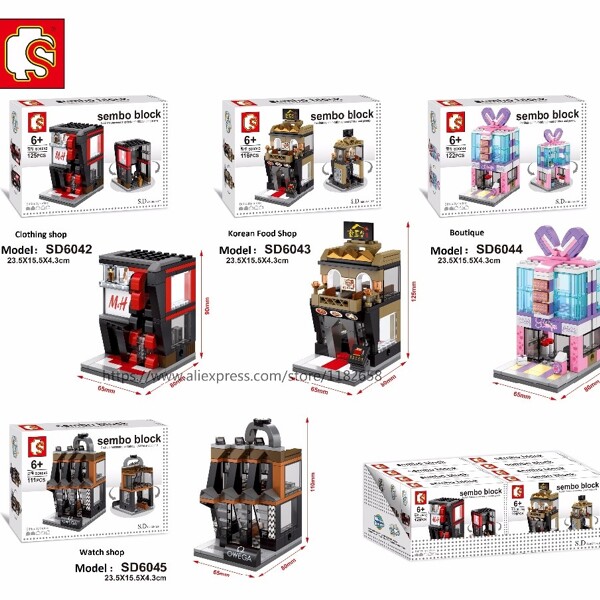 SEMBO SD6088-SD6091 & SD6042-SD6045 & SD6062-6069 Mini Street Cute Small Shop