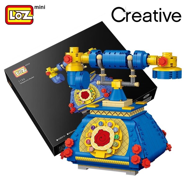 LOZ 1124 Blue Telephone Turntable Landline