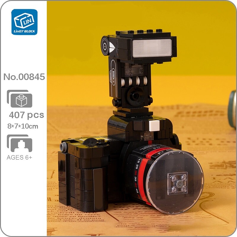 Lin 00845 Black Retro Flash Light SLR Camera