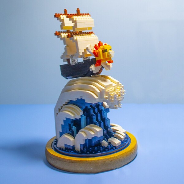 Wise Hawk 2656 Thousand Sunny Pirate Ship with Sea Wave