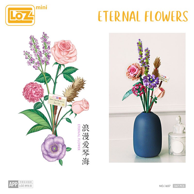 LOZ 1657-1659 P0057-P0059 Eternal Flowers and Vases
