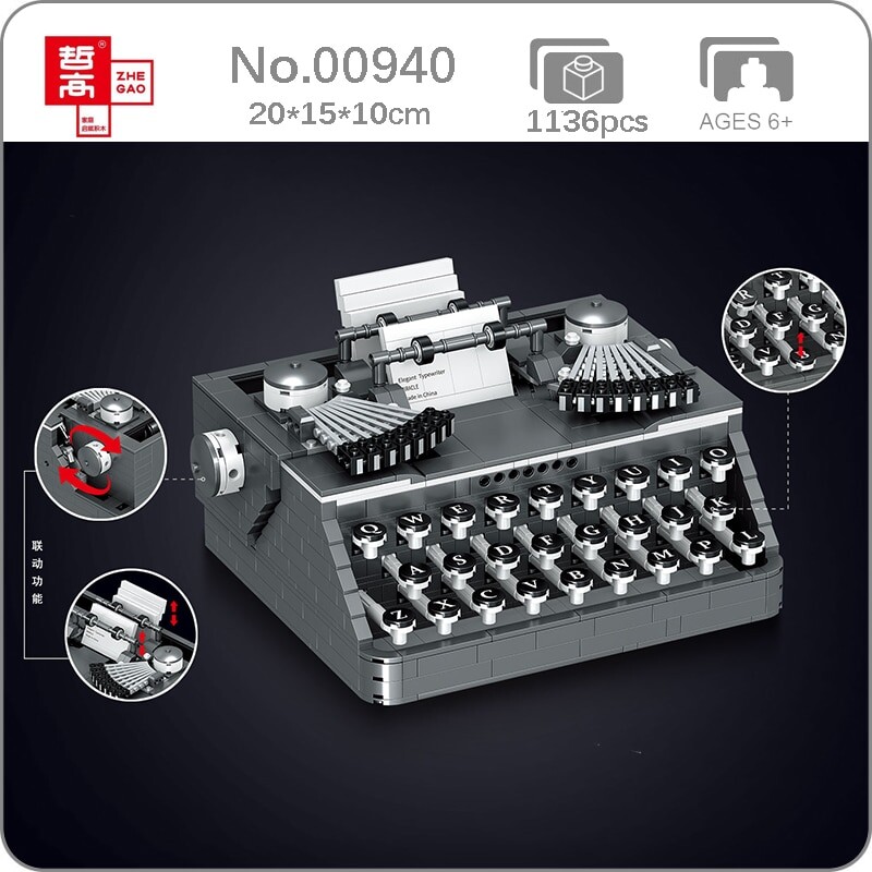 Zhegao 00940 Retro Classic Typewriter - LOZ Blocks Official