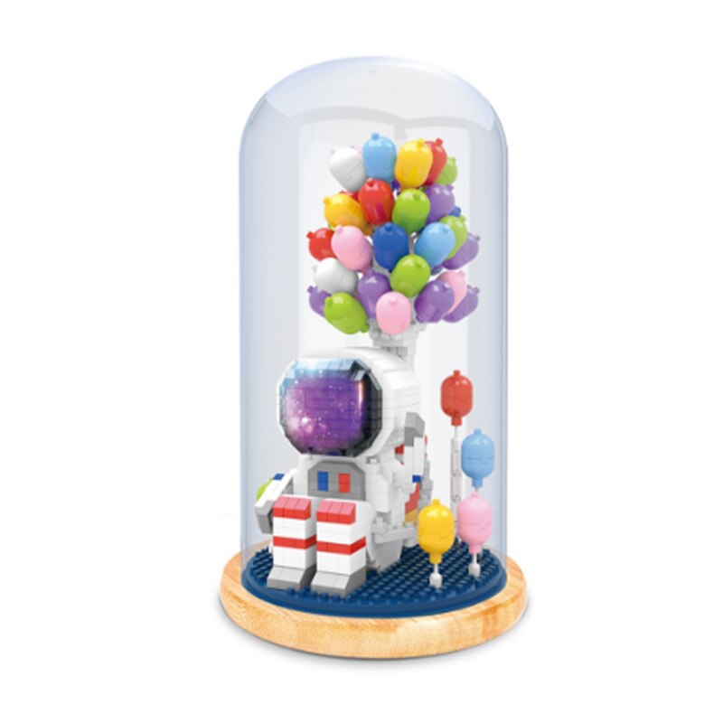 Wise Hawk 2703 Astronaut Spaceman Balloon with LED Light Display Covered Wood Base