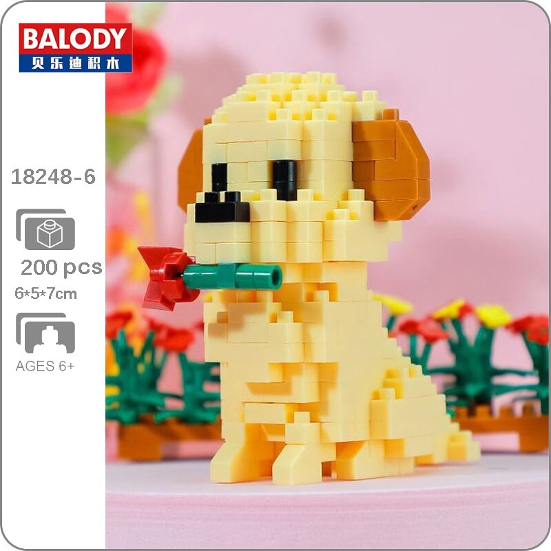 Balody 18248-6 Golden Retriever Dog with Rose