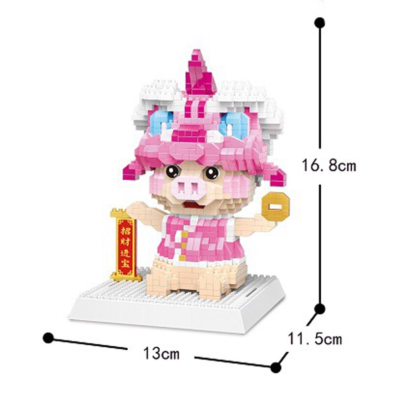 DAIA 66855 Chinese Zodiac Dragon Pink Pig Lucky Fortune