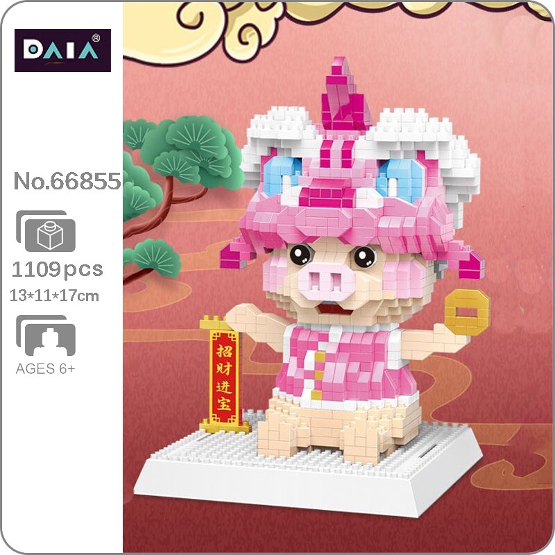 DAIA 66855 Chinese Zodiac Dragon Pink Pig Lucky Fortune