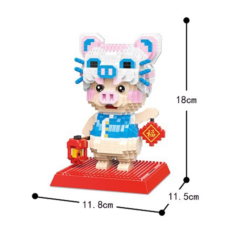 DAIA 66856 Chinese Zodiac Tiger Pig with Lantern Luck Fortune