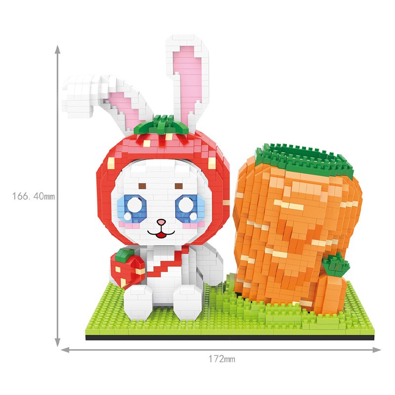 LOOGIKA 3327 Cute White Rabbit Wearing a Strawberry Hat and Carrot Pen Holder