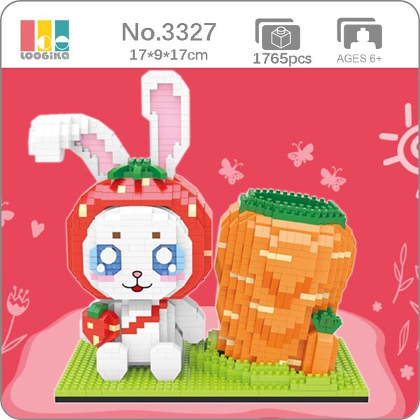 LOOGIKA 3327 Cute White Rabbit Wearing a Strawberry Hat and Carrot Pen Holder