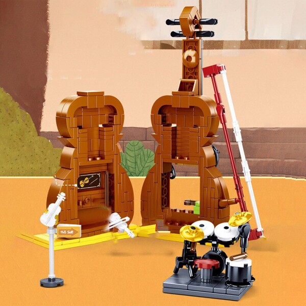 Sluban B0817-0818 Music Instrument Store and Cute Fortune Cat