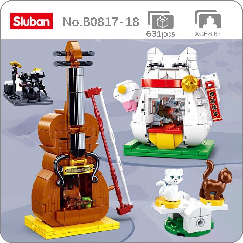 Sluban B0817-0818 Music Instrument Store and Cute Fortune Cat