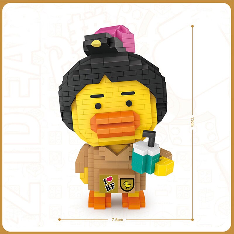 LOZ 9267 Yellow Duck with Milk Tea Drink in Kimono