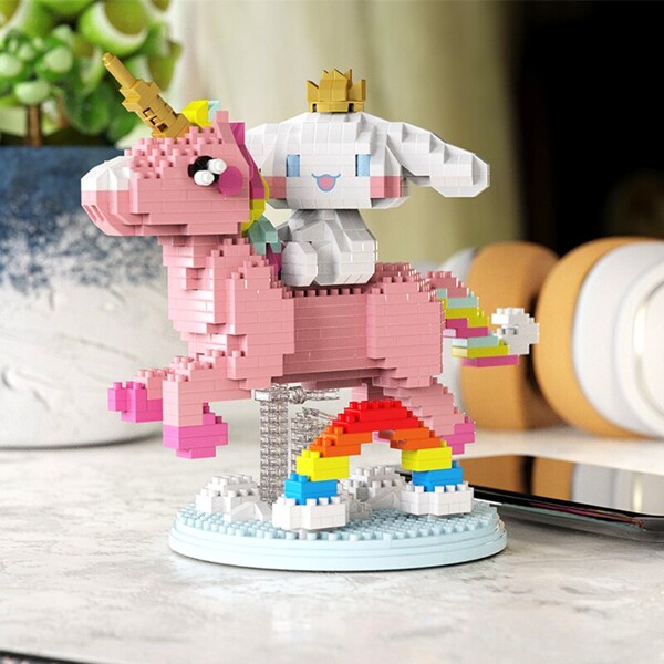 HC Magic 6033 White King Dog with Flying Pink Fairy Horse