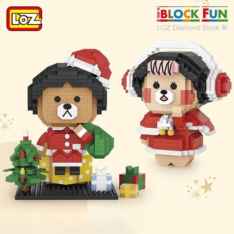 LOZ 9275-9276 Christmas Bear B-Family