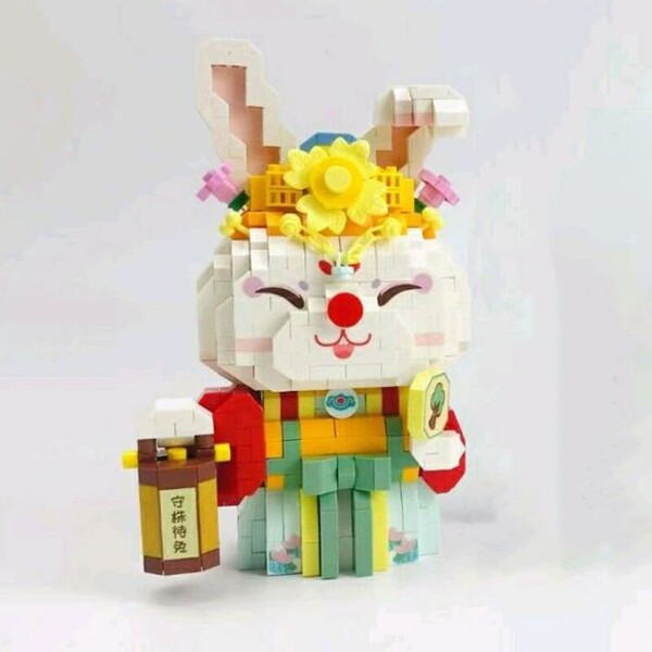 LOZ 9270-9271 Mid-Autumn Festival Rabbit and Girl with Crystal Shoe and Broom