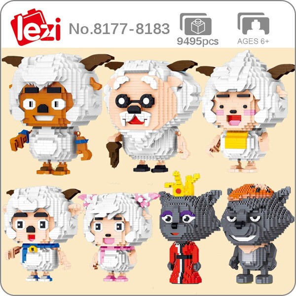 Lezi 8177-8183 Smart Sheep Stupid Wolf Cartoon Characters