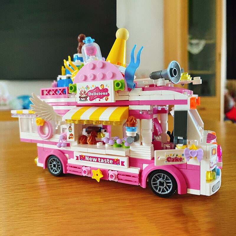 Vatos Girls Building Blocks Toys 553 Pieces Ice Cream Truck Set Toys