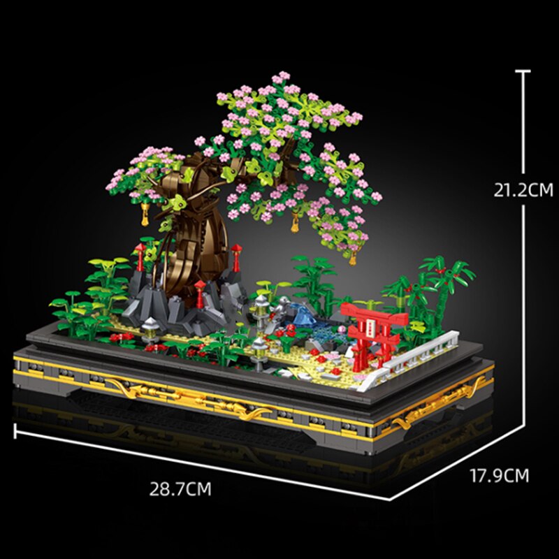 Lezi 00902 Ancient Garden Yard and Sakura Tree in Pot Plant