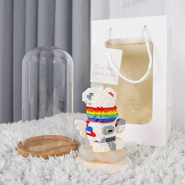Wise Hawk 2720 Rainbow Angel Bear Sitting on Cloud with LED Light in Display Cover