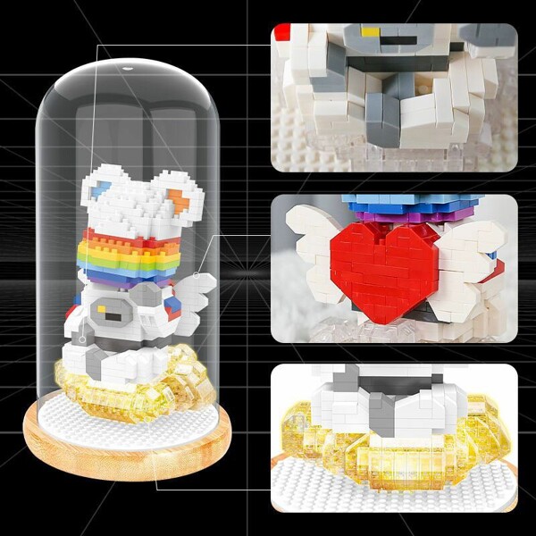 Wise Hawk 2720 Rainbow Angel Bear Sitting on Cloud with LED Light in Display Cover