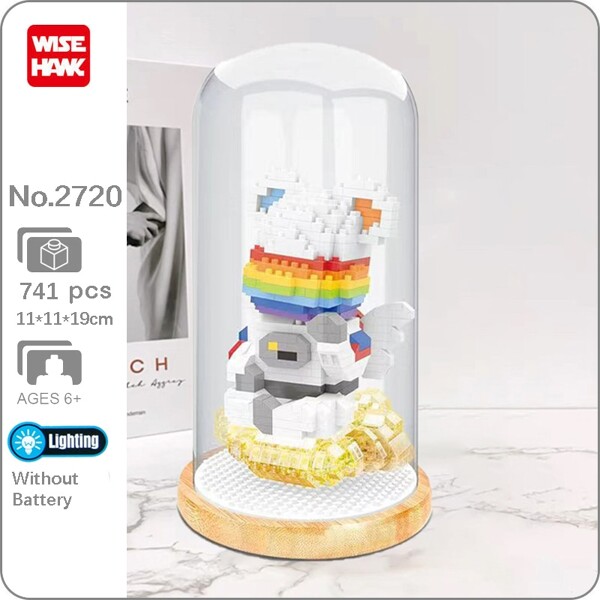Wise Hawk 2720 Rainbow Angel Bear Sitting on Cloud with LED Light in Display Cover