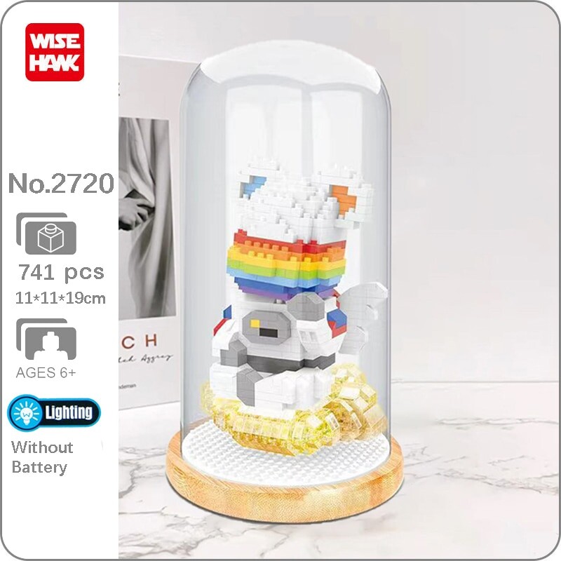 Wise Hawk 2720 Rainbow Angel Bear Sitting on Cloud with LED Light in Display Cover