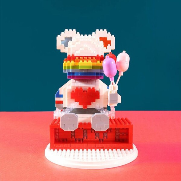 Wise Hawk 2721 Rainbow Bear Holding Balloons with LED Light in Display Cover