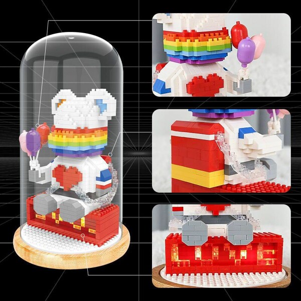 Wise Hawk 2721 Rainbow Bear Holding Balloons with LED Light in Display Cover