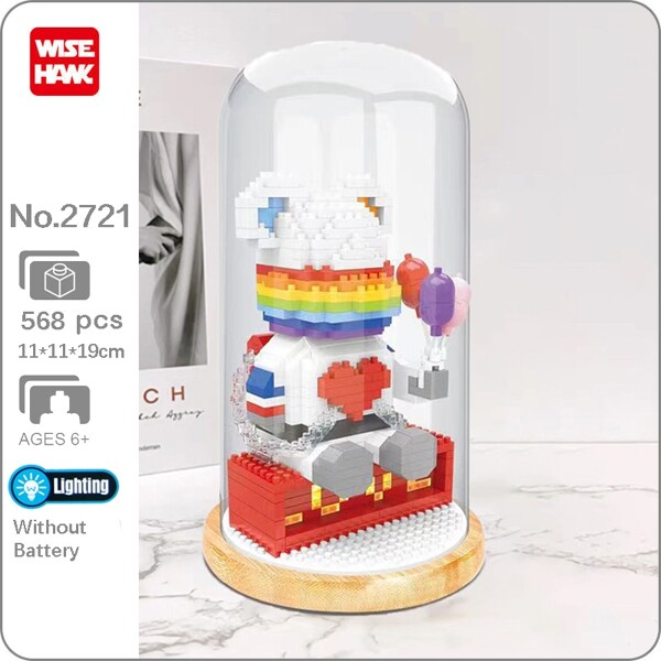 Wise Hawk 2721 Rainbow Bear Holding Balloons with LED Light in Display Cover