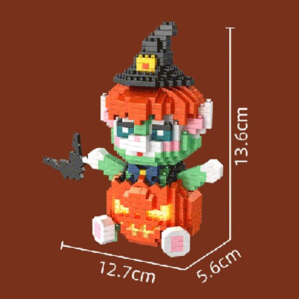 YKO 2166 Halloween Pumpkin Green Cat Wizard Disguise with Lighting