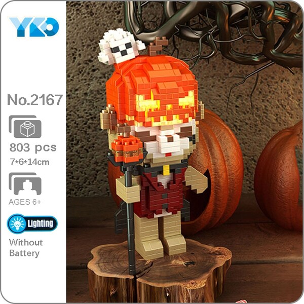 YKO 2167 Halloween Pumpkin Duke Disguise Bear with LED Lighting