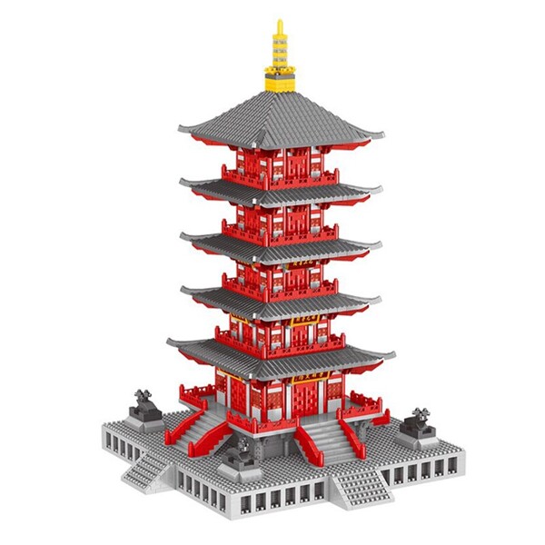Lezi 8215 Ancient Architecture Hanshan Temple Tower 3D