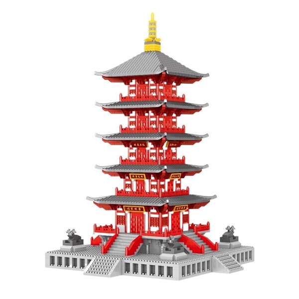 Lezi 8215 Ancient Architecture Hanshan Temple Tower 3D
