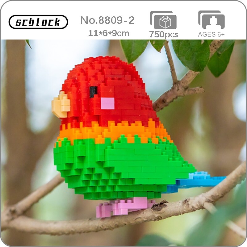 SC 8809-2 Animal World Green Parrot Fly Bird Parakeet 3D