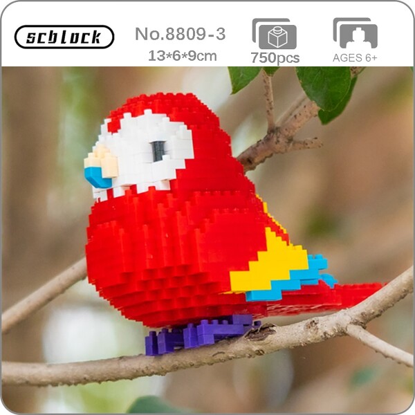 SC 8809-3 Animal World Red Parrot Fly Bird Parakeet 3D