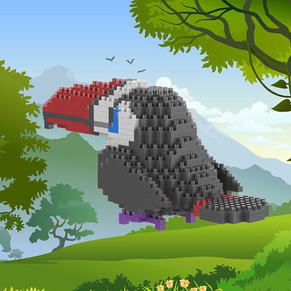 SC 8809-7 Animal World Red Toucan Fly Bird Parrot 3D