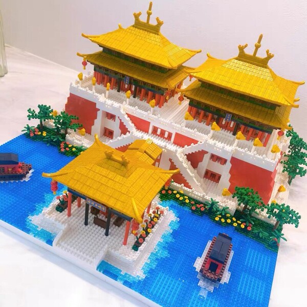 YZ 097 World Architecture Ancient Palace Pavilion River Ship Boat 3D