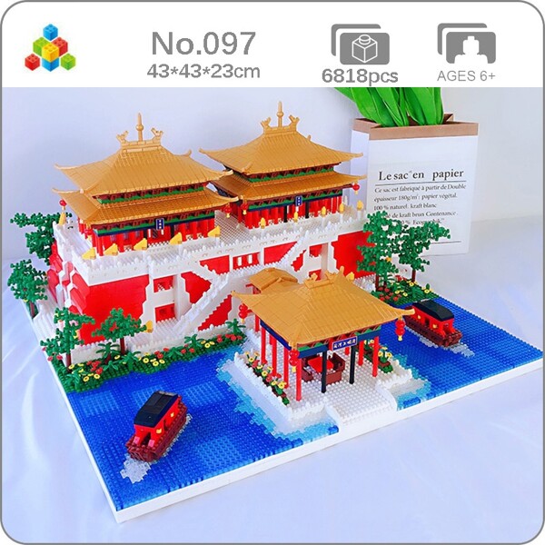 YZ 097 World Architecture Ancient Palace Pavilion River Ship Boat 3D