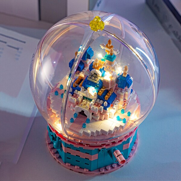 ZRK 7888 Architecture Rotate Castle Palace Crystal Ball LED Light