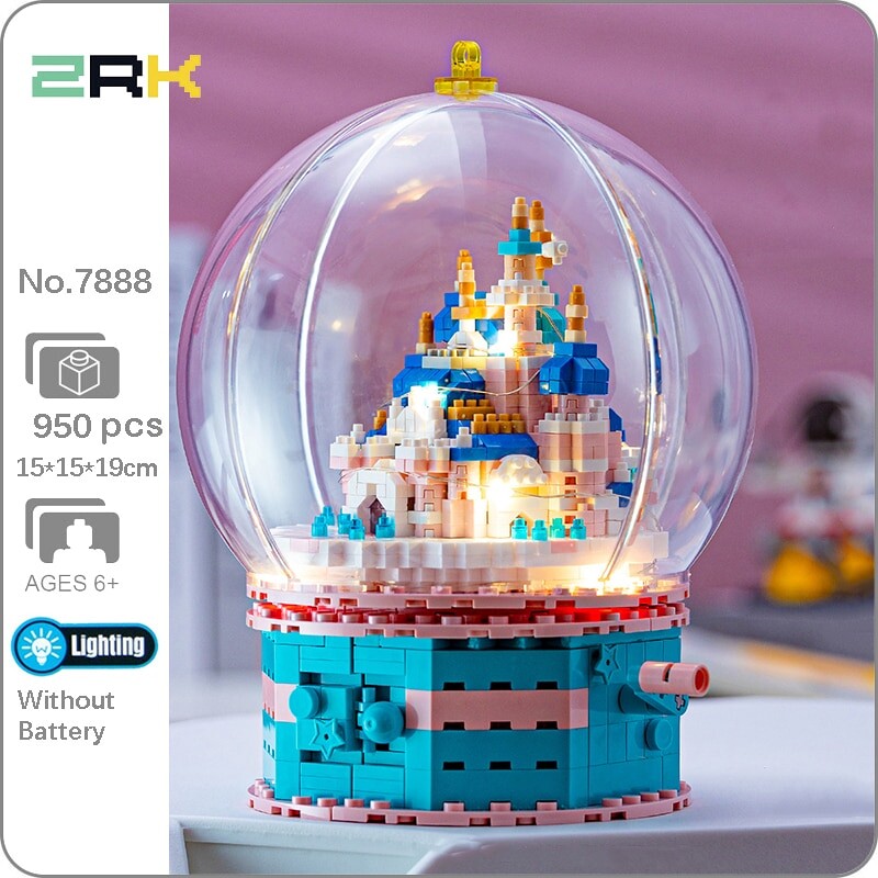 ZRK 7888 Architecture Rotate Castle Palace Crystal Ball LED Light
