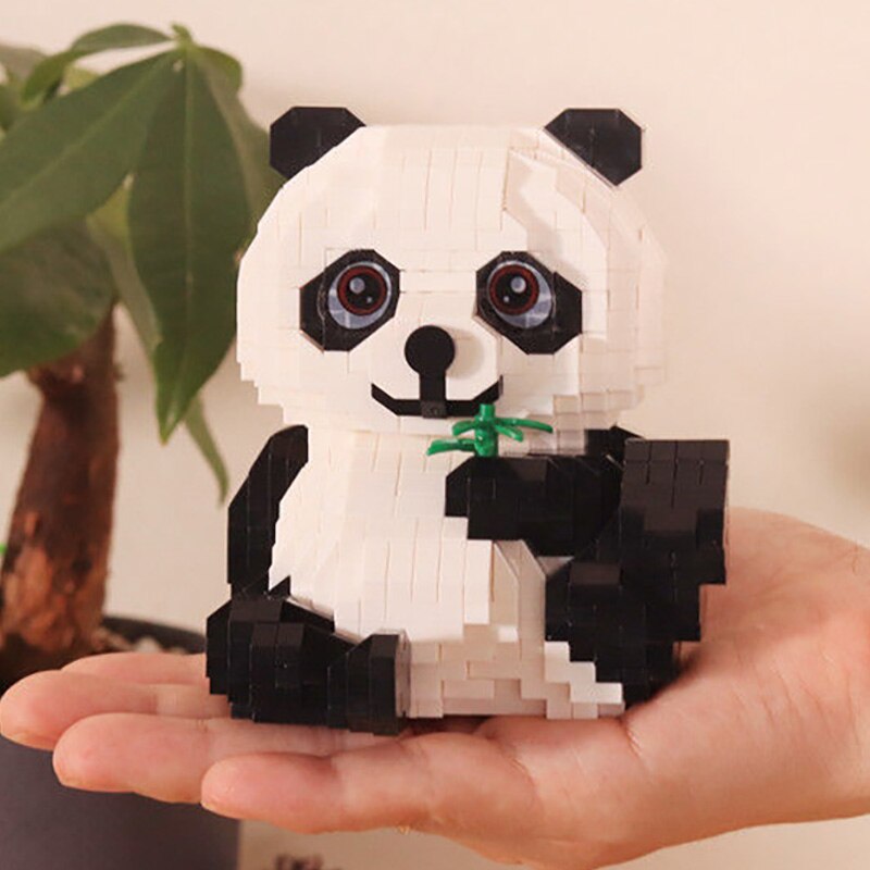 Balody 18389 Panda Bear Bamboo Food Pet Sit Doll Model