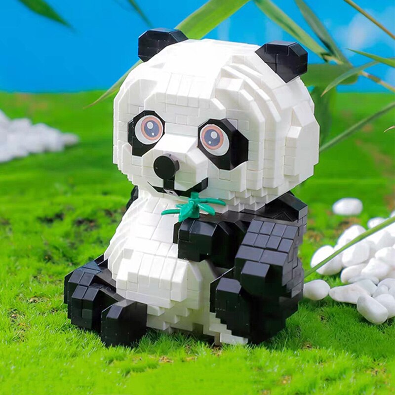 Balody 18389 Panda Bear Bamboo Food Pet Sit Doll Model