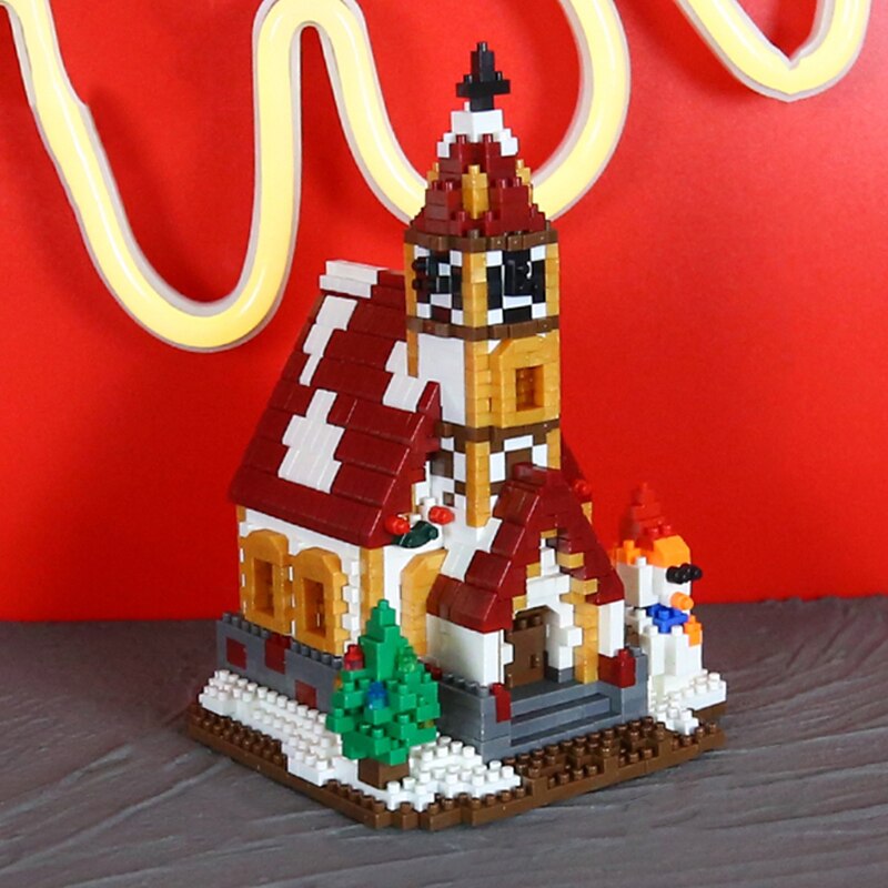Boyu 8419A Architecture Merry Christmas Winter Church Snowman Tree