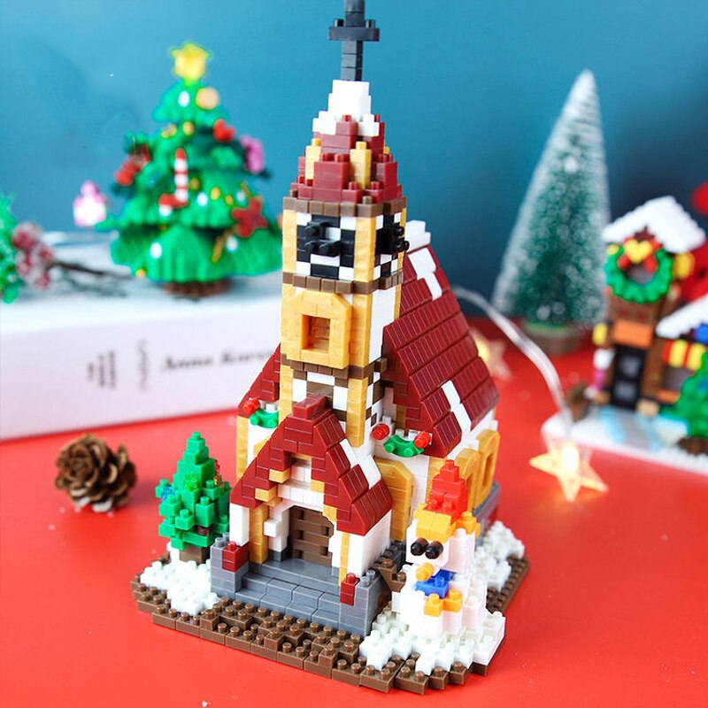 Boyu 8419A Architecture Merry Christmas Winter Church Snowman Tree