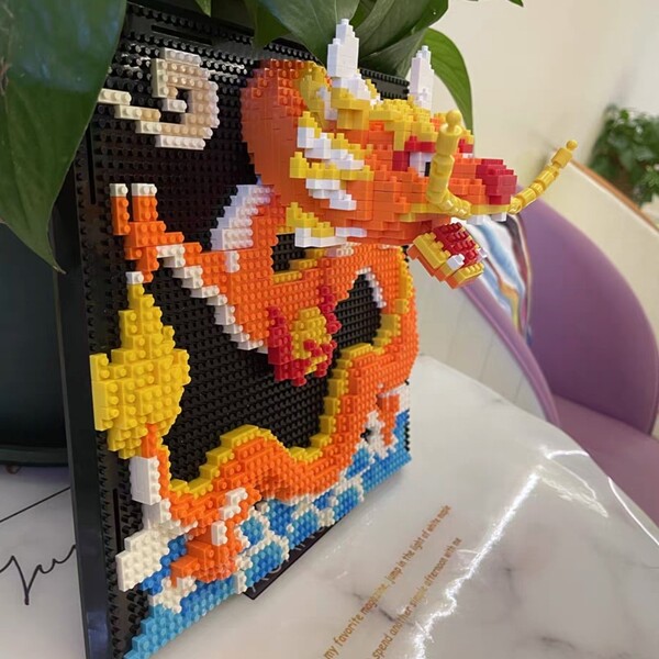 Daia 66873 Yellow Wyvern Fly Dragon Animal Head Mural Wall Painting