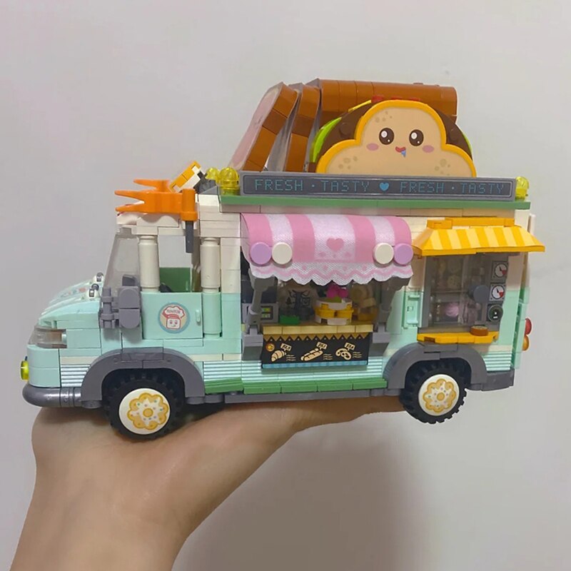 LOZ 1127 Vehicle World Bread Car Bakery Food Truck Donuts Cake Shop Picnic