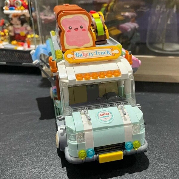 LOZ 1127 Vehicle World Bread Car Bakery Food Truck Donuts Cake Shop Picnic