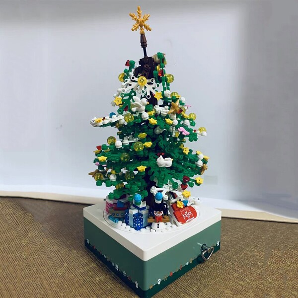 LOZ 1237 Merry Christmas Tree Santa Claus Snowman Star Apple Music Box